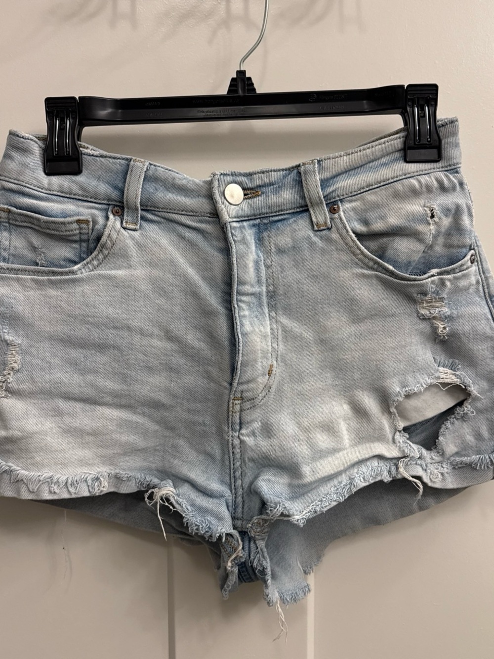 H&M Light Wash Distressed Denim Cutoff Shorts